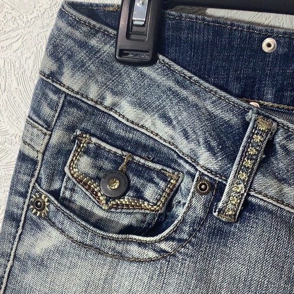 JouJou - Sz 9 / 10 - wide leg - shimmer sparkle embroidery Jeans - see video - Picture 9 of 10